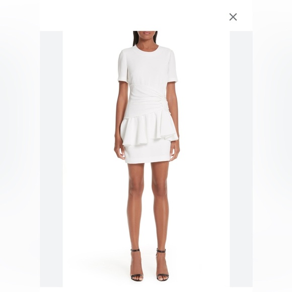 CINQ A SEPT Fontaine crepe peplum dress IVORY 4 - Picture 4 of 9